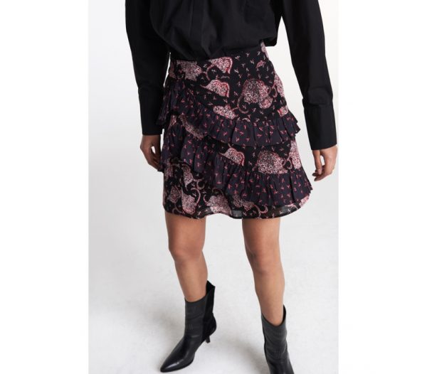 Flower paisley ruffled skirt-0001