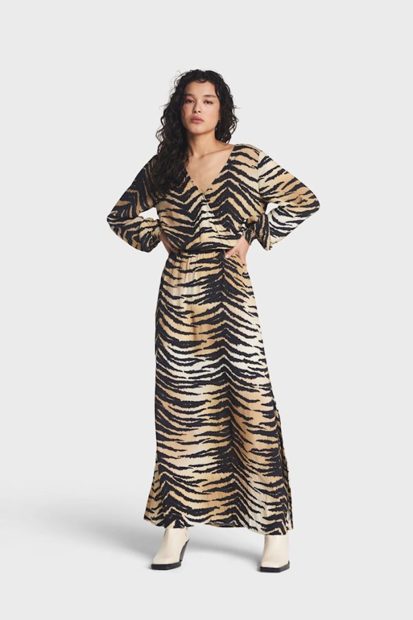 Woven tiger viscose maxi dress-0003