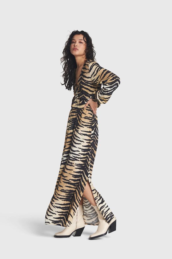 Woven tiger viscose maxi dress-0004