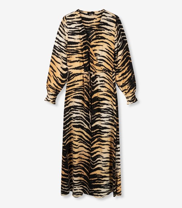 Woven tiger viscose maxi dress-0005